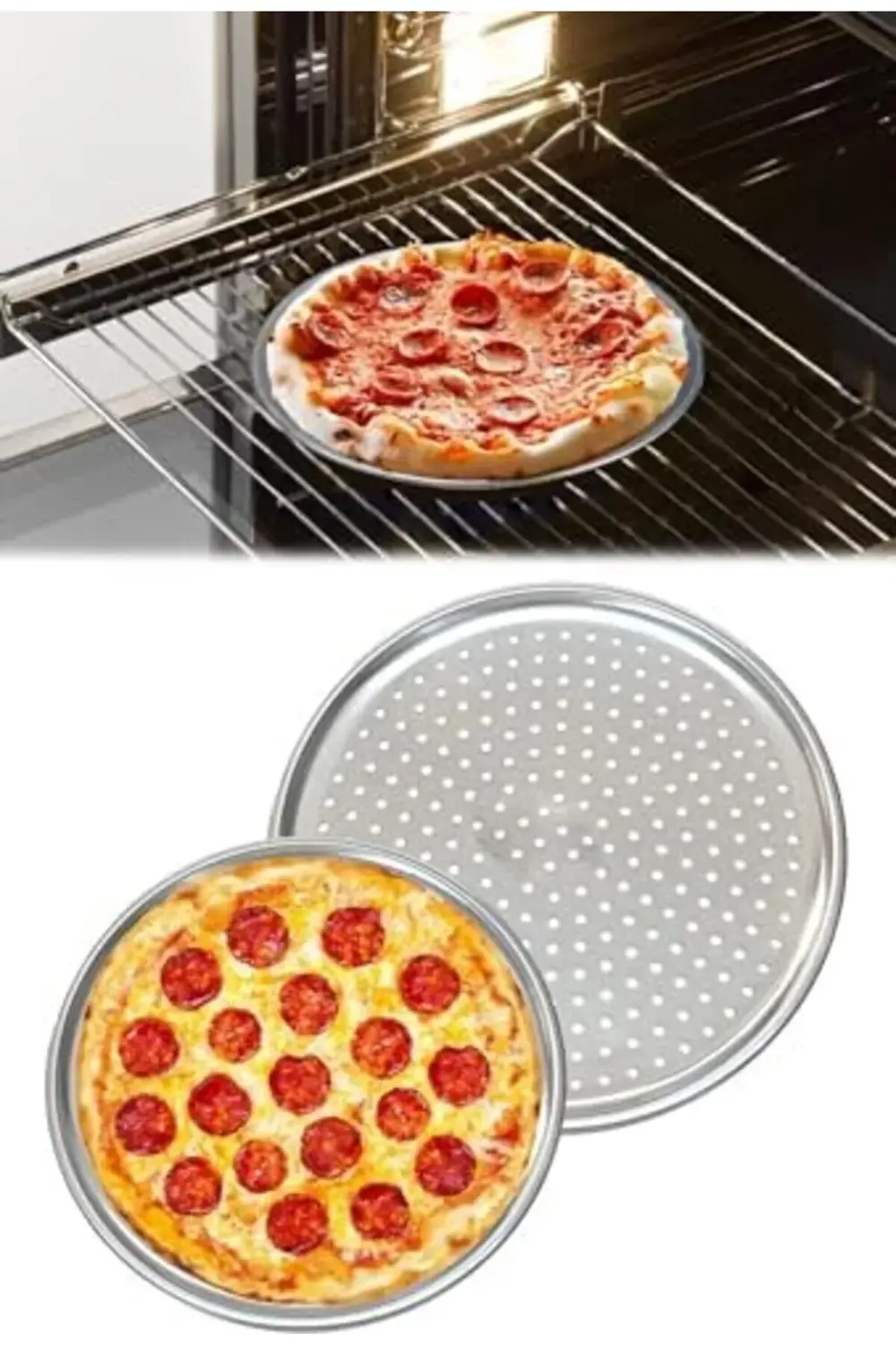 aclyashop Paslanmaz Çelik Pizza Tepsisi,Delikli Lahmacun Ve Pizza