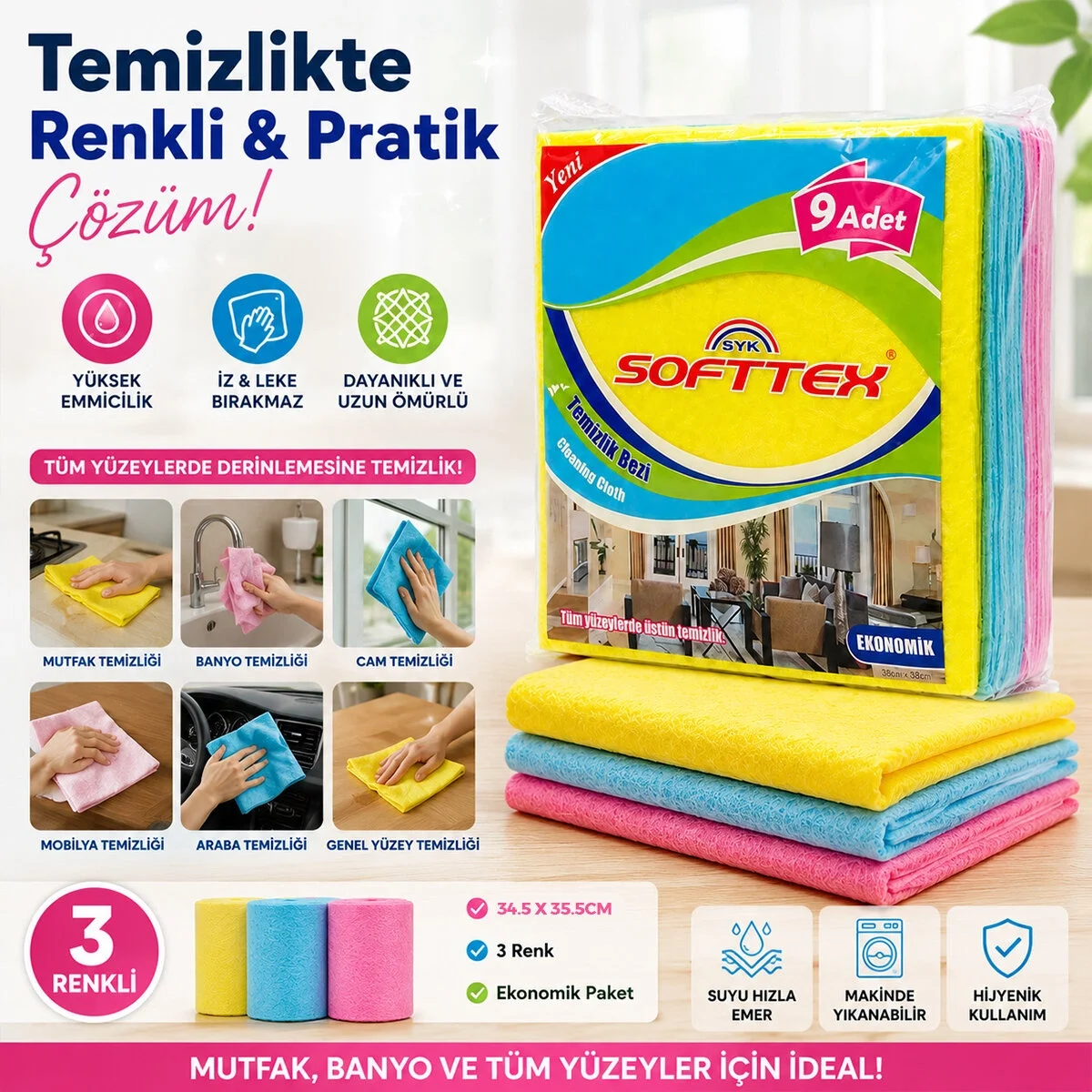 Acord Kod-384 9 Parça  Temizlik Bezi 35x37cm Bx40