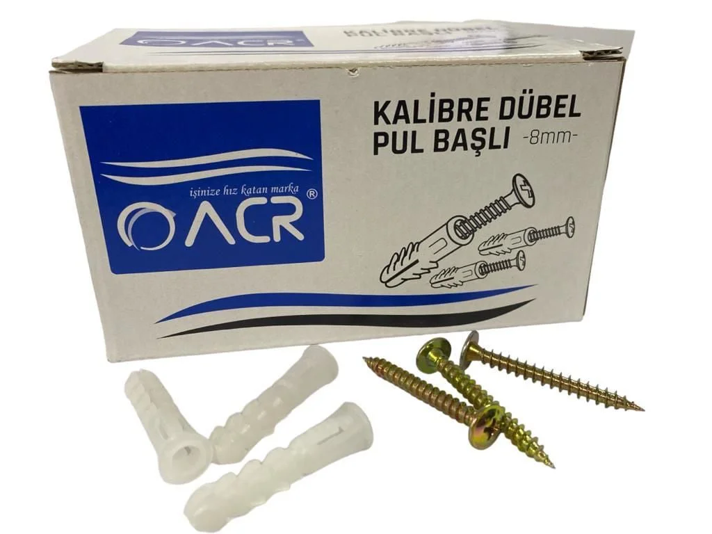 ACR 8 mm Dubel 100 Adet - Duvar Montajı İçin Güçlü ve Dayanıklı Çözüm