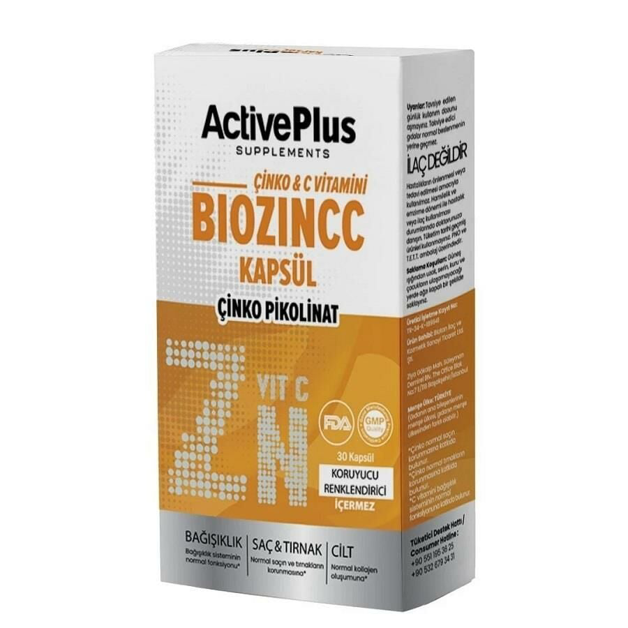 Alvit Active Plus Biozinc Cink. C Vit. 30 Kap.