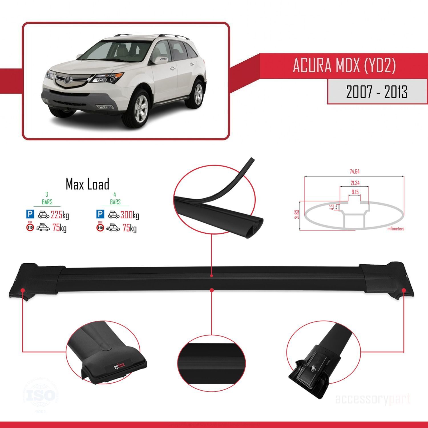 Acura MDX (YD2) 2007-2013 Arası ile Uyumlu FLY Model Ara Atkı Tav