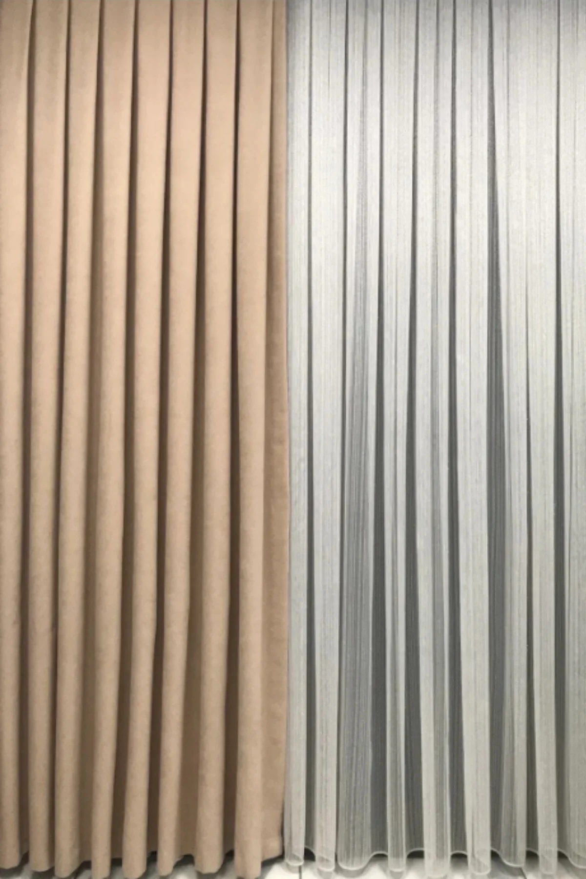 Ada Fon Perde Sık Pileli Kahverengi Perde