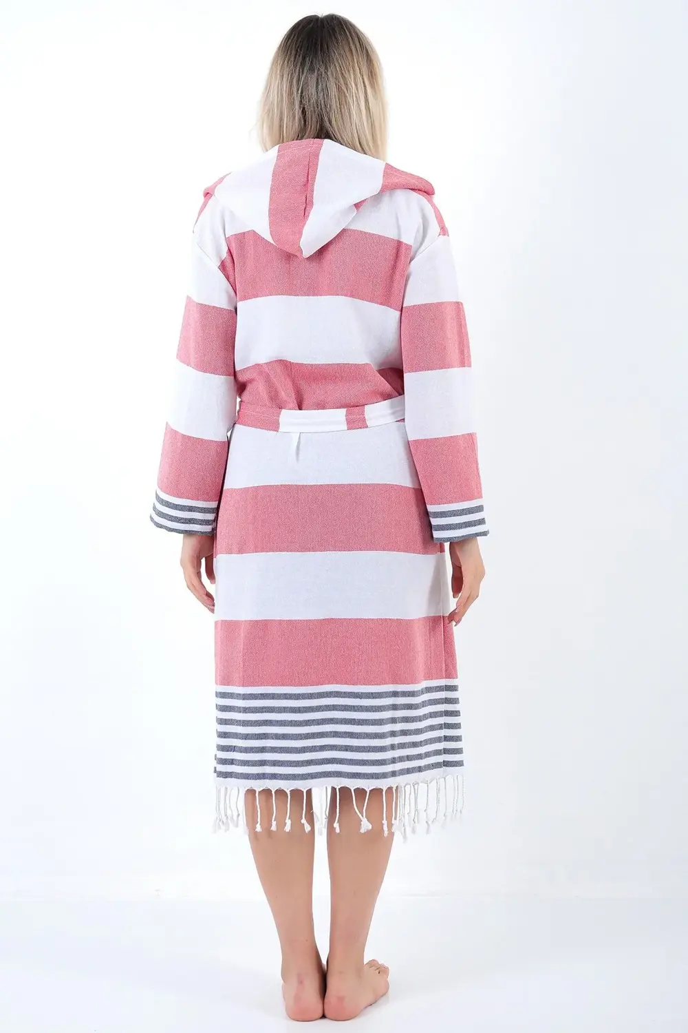 Ada Peştemal Bornoz Kırmızı-lacivert