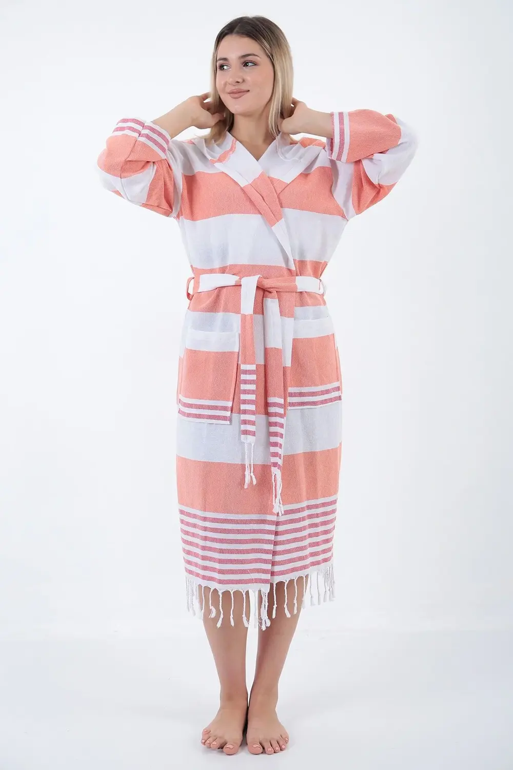 Ada Peştemal Bornoz Turuncu-kırmızı