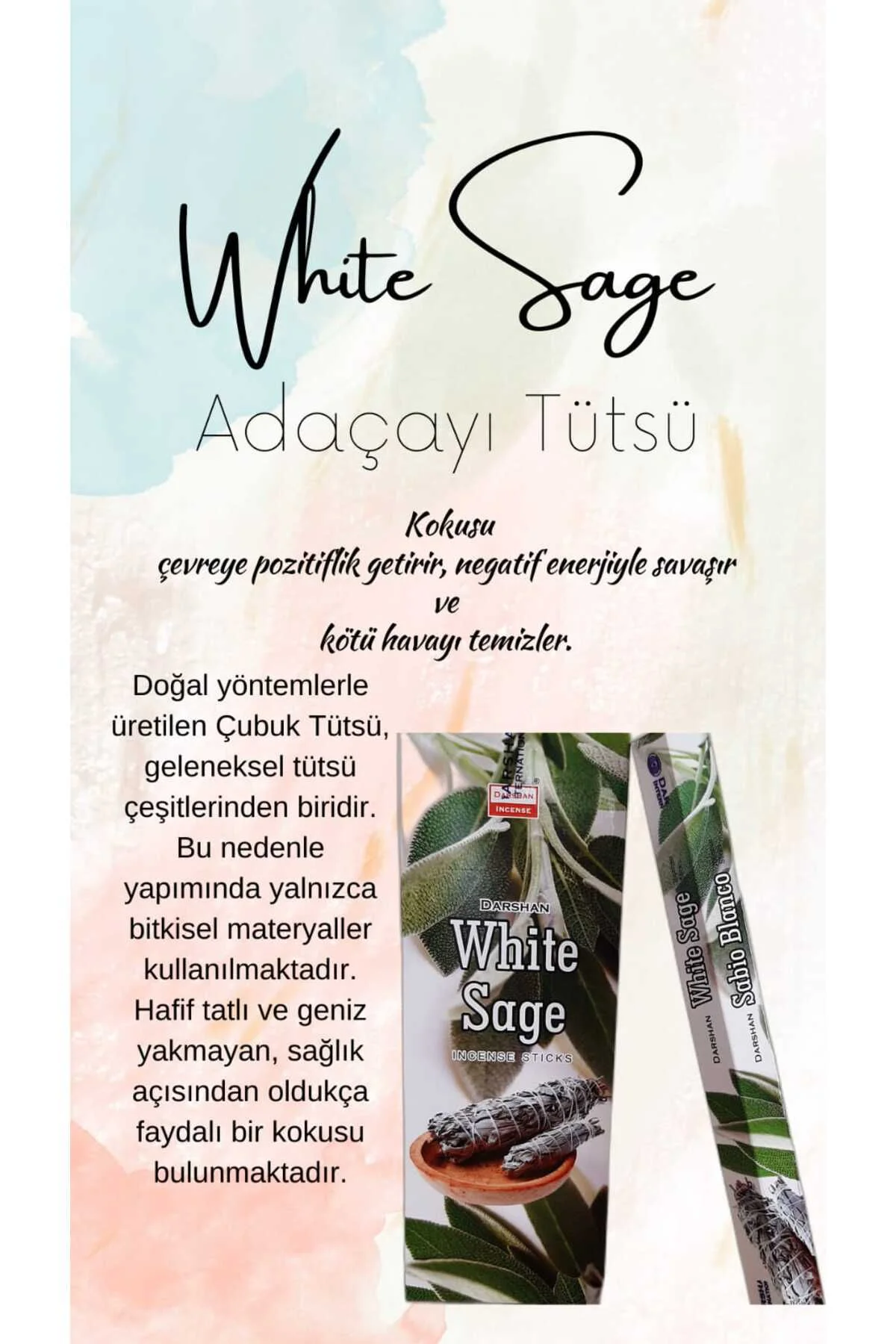 Adaçayı Nagetif Enerji Tütsü 20 Çubuk