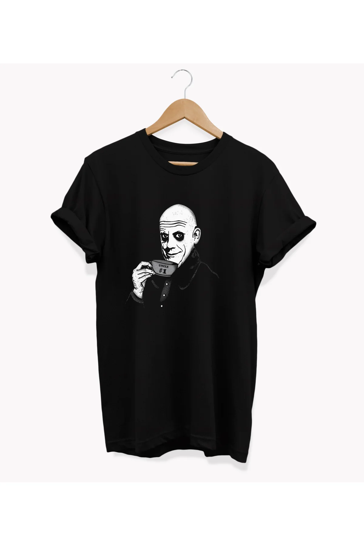 , Addams Family Baskılı, %100 Pamuk, Bisiklet Yaka, Basic T-shirt