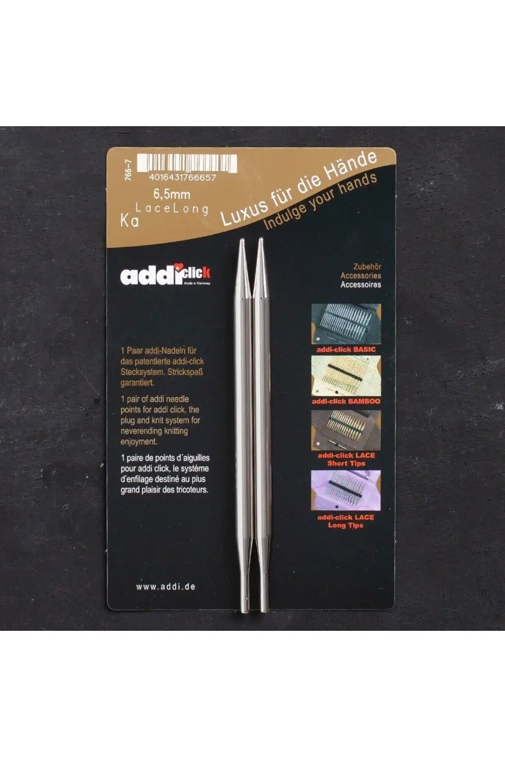 Addi Click 6.5mm 13cm Misinalı Dantel Şiş Ucu - 76