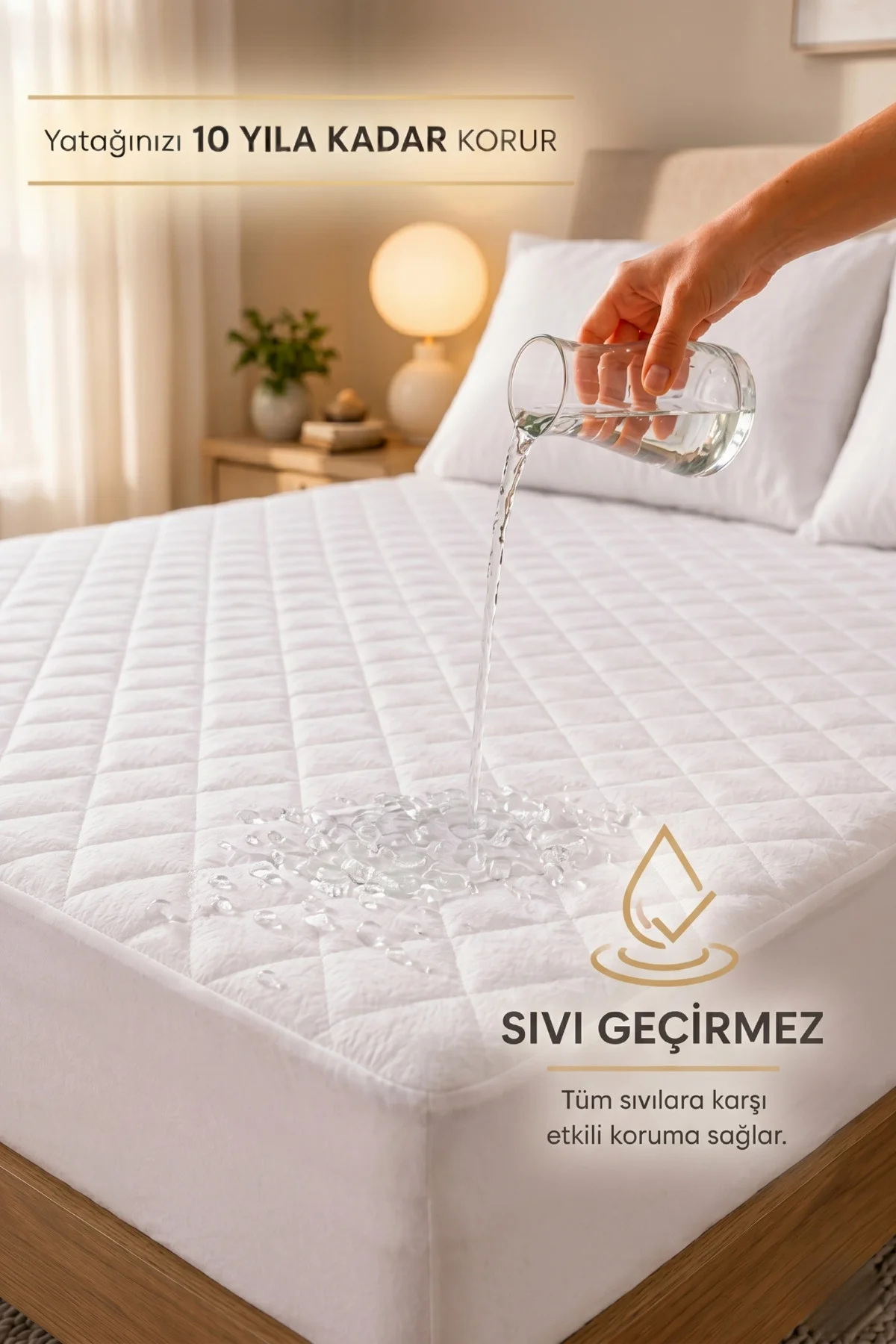 Adelya Classic Kapitone Fitted Full Kenar Su Sıvı Geçirmez Alez Yatak Koruyucu Tek Çift Battal