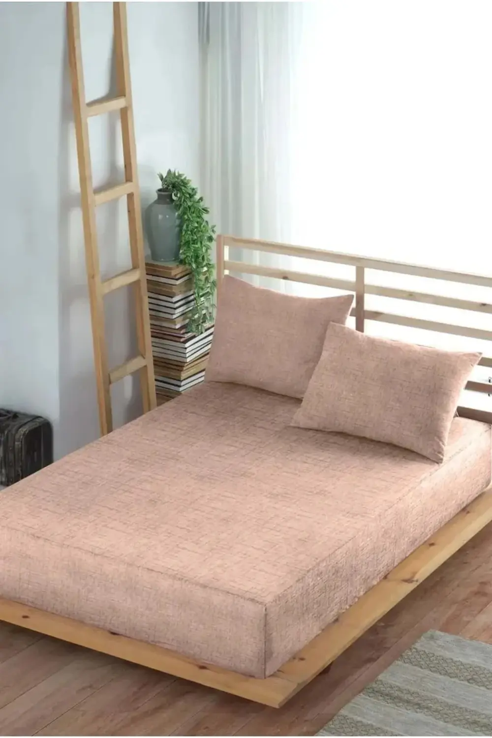 Adelya Fırça Desen Çift Kişilik 160x200 cm Lastikli Çarşaf + 2 Ad