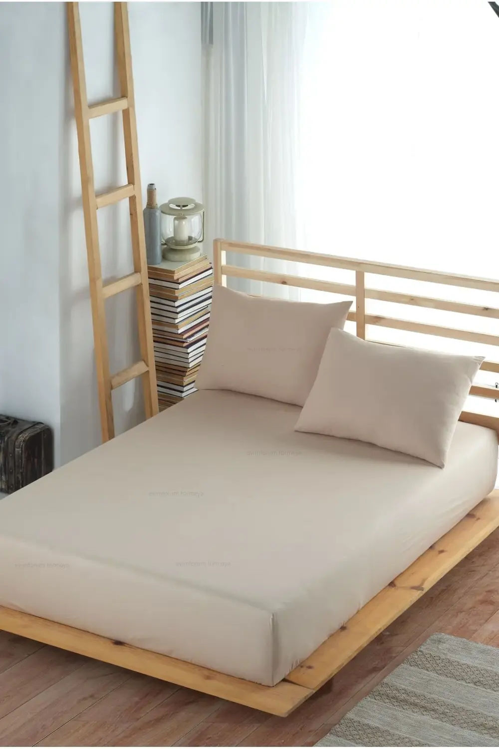 Adelya Fırça Desen Çift Kişilik 160x200 cm Lastikli Çarşaf + 2 Ad