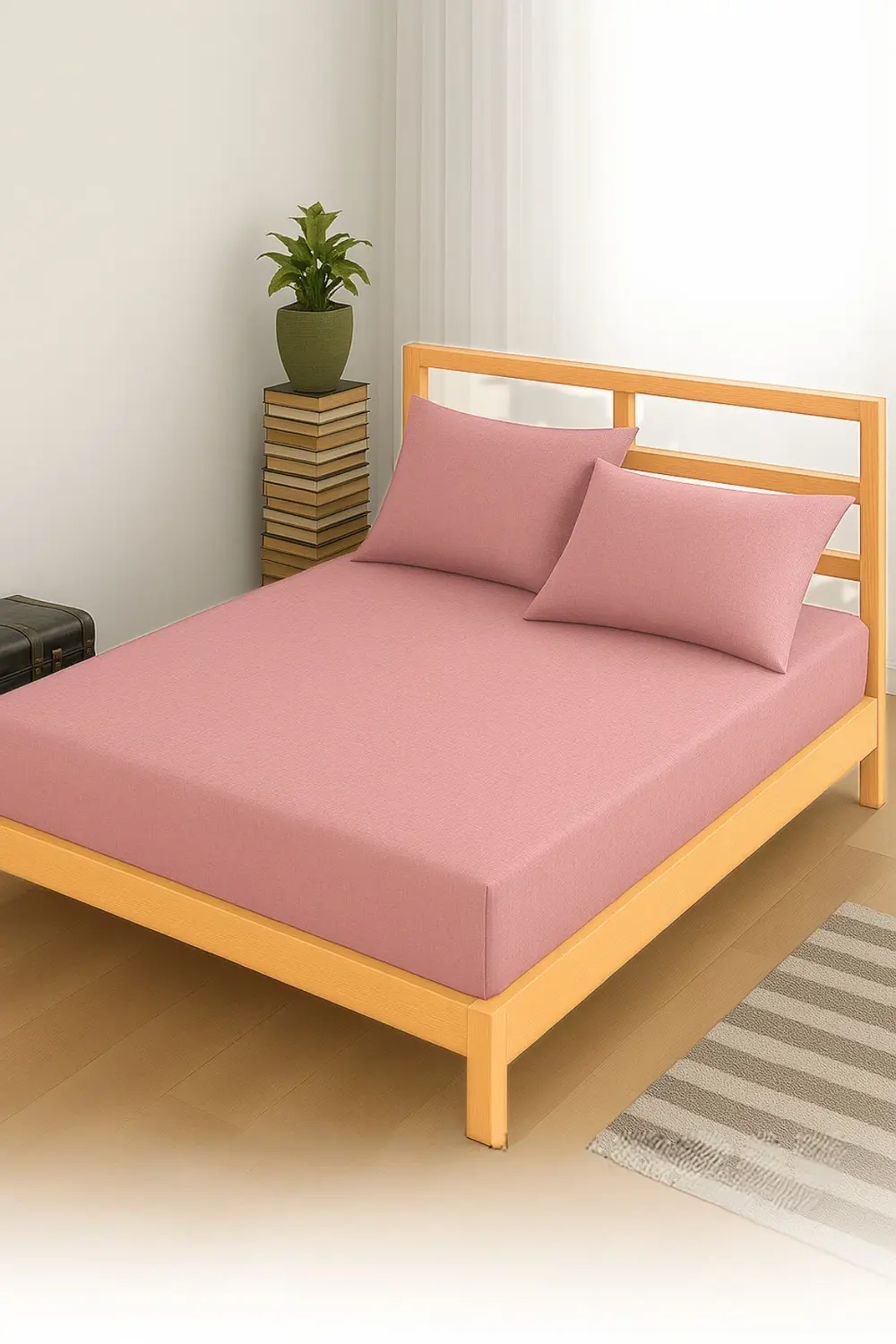 Adelya Pudra Lastikli Çarşaf Takımı Tek Kişilik Ve Çift Kişilik-(