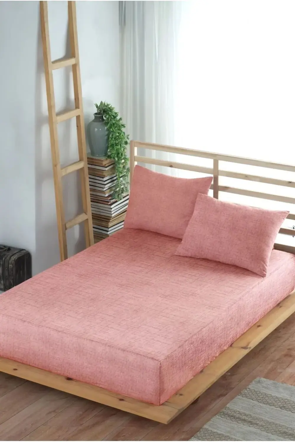 Adelya Pudra Lastikli Çarşaf Takımı Tek Kişilik Ve Çift Kişilik-(