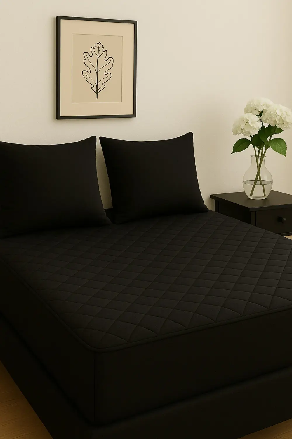 Adelya Siyah Kapitone Yatak Koruyucu Alez (16 Ebat)