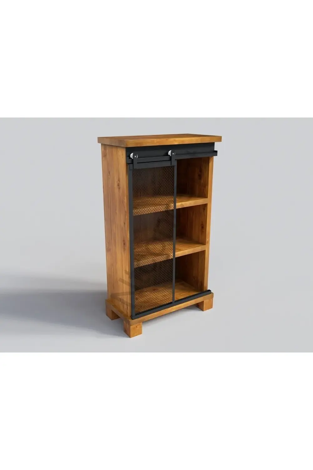 Aden Açık Ceviz Renk Siyah Metal Ayaklı Masif Ağaç Ofis Takımı 14