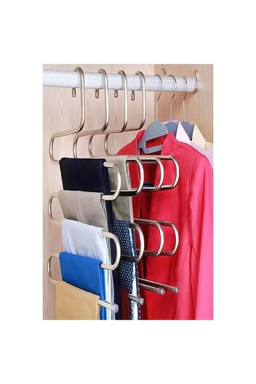 Adet 5 Katlı Metal Pantolon Eşarp Askısı - 5 Adet Askılık