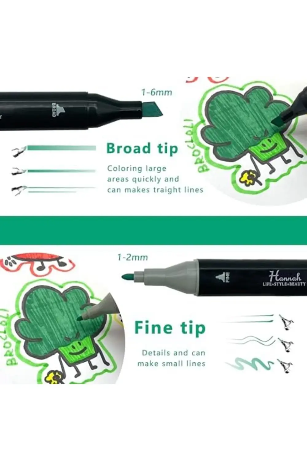 Adet Rengarenk Oluşan Siyah Çantalı Çift Taraflı Marker Seti 1184