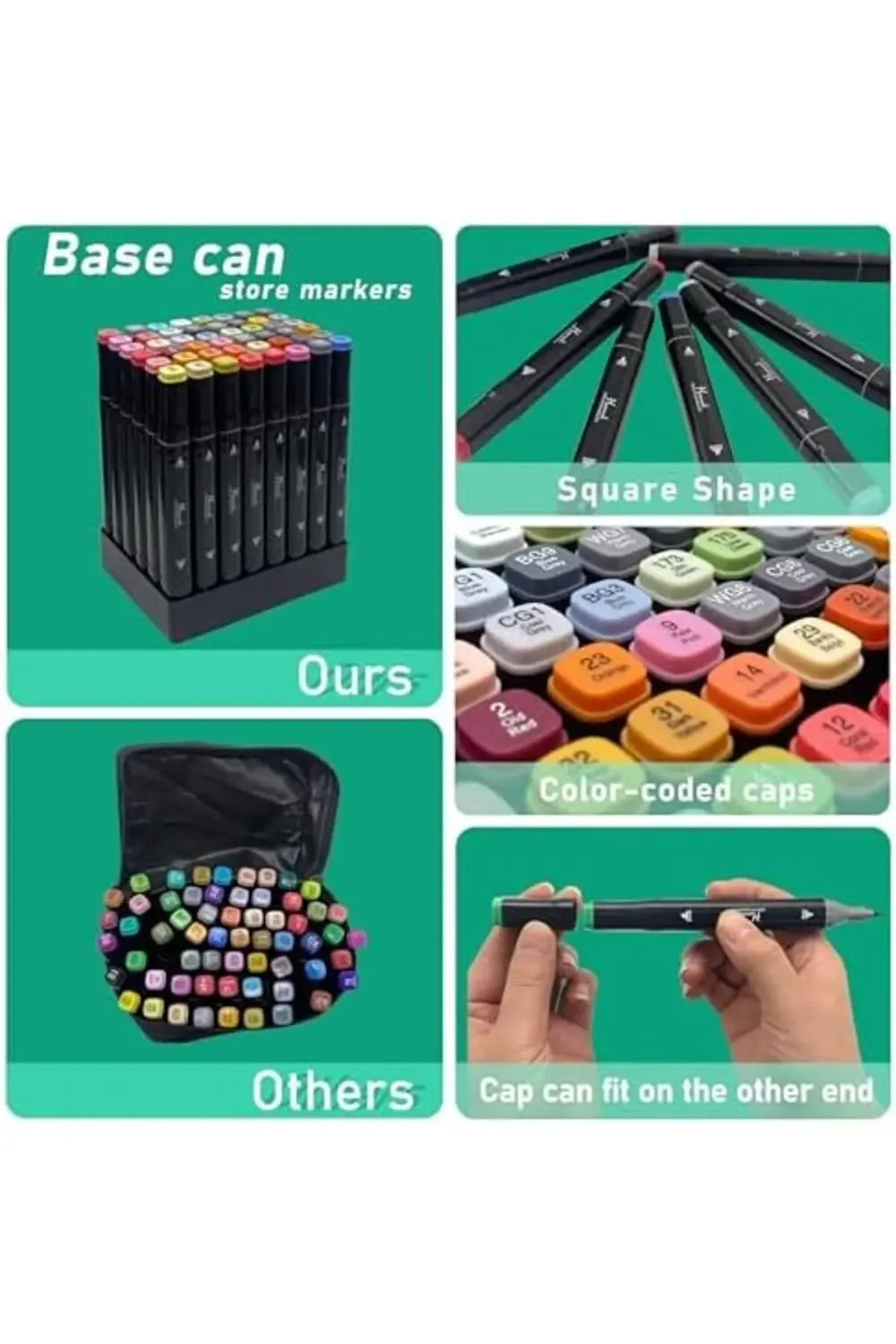 Adet Rengarenk Oluşan Siyah Çantalı Çift Taraflı Marker Seti 1184