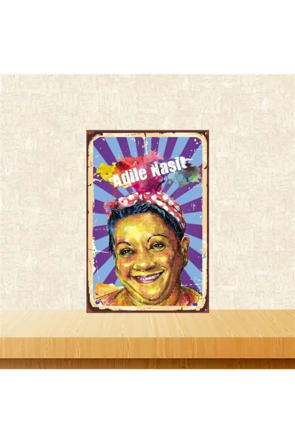 Adile Naşit 20-30 cm Retro Ahşap Poster