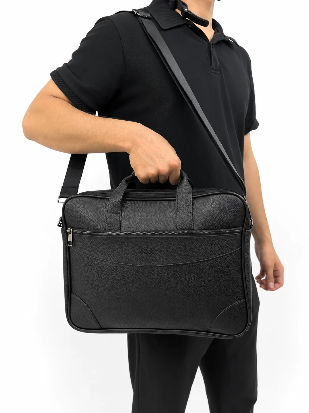 ADM Unisex Çok Gözlü Suni Deri Omuz Askılı Laptop, Evrak Çantası