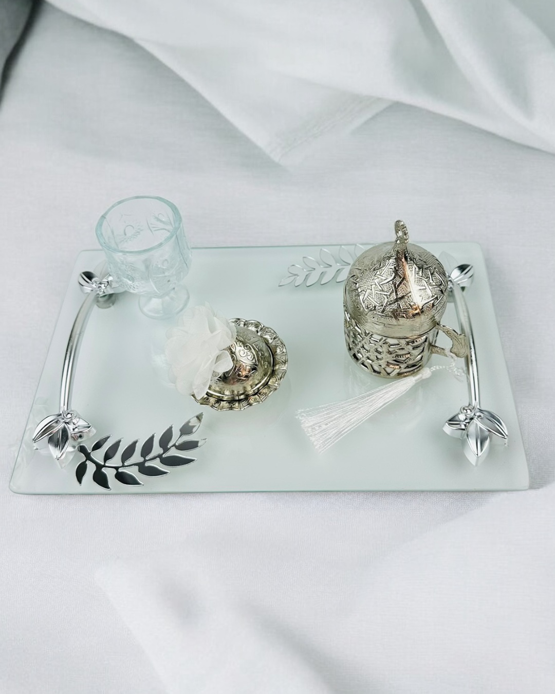 Cyzhome Admire Şeffaf Nişan Tepsisi Ve Damat Kahve Fincan Tepsisi