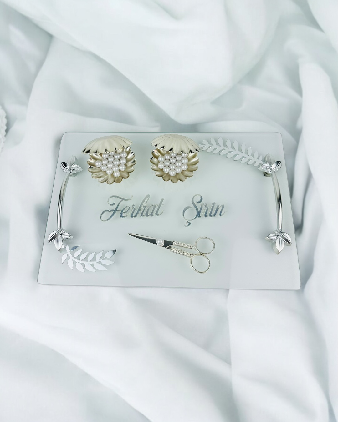 Cyzhome Admire Şeffaf Nişan Tepsisi Ve Damat Kahve Fincan Tepsisi