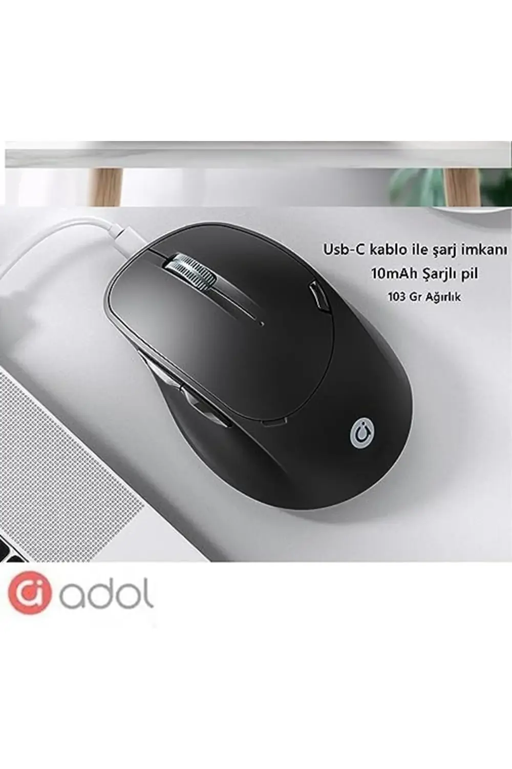 Adol Kablosuz Dual Band Hibrit Bluetooth Kablosuz Mouse Şarjlı Si