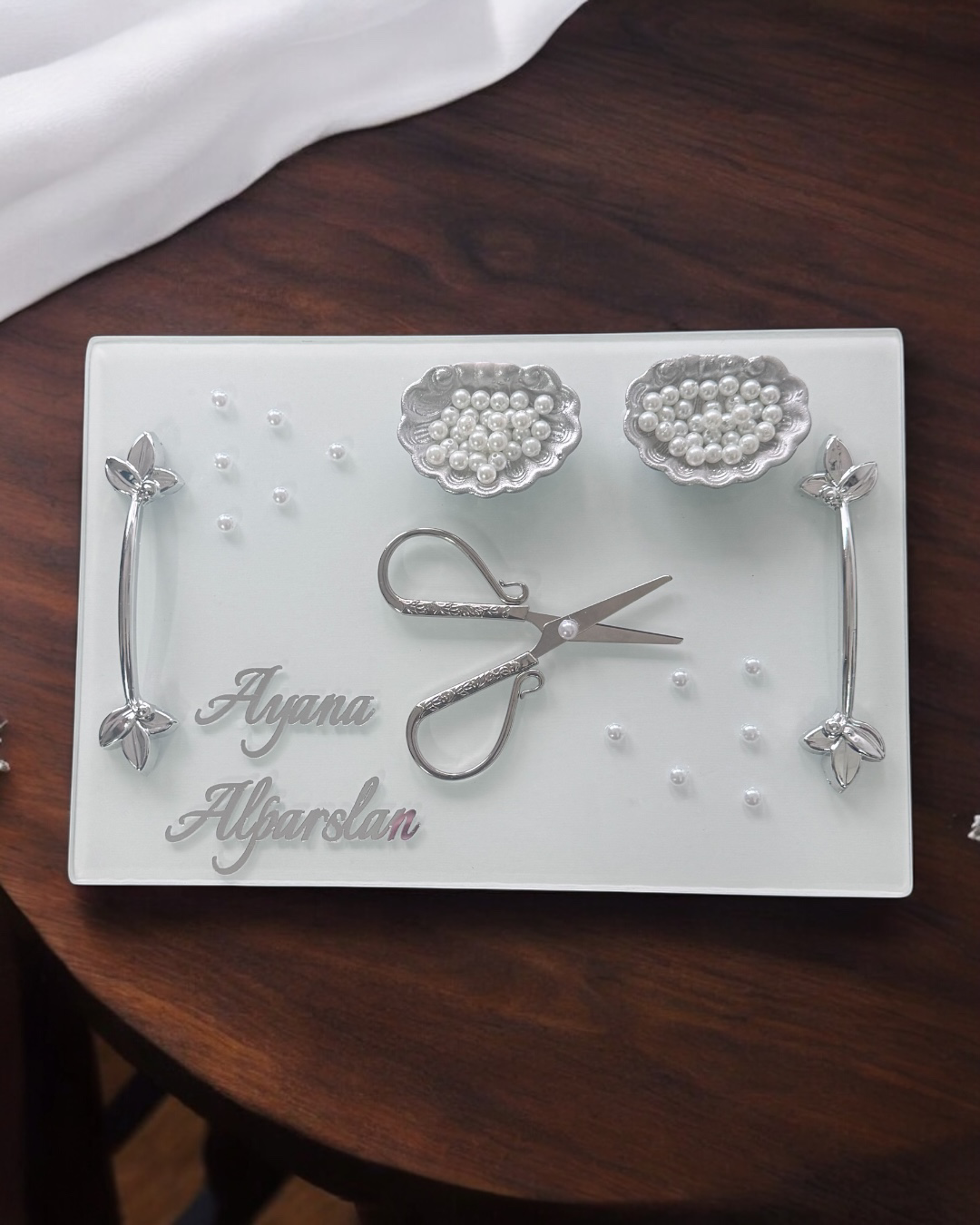 Adore Dikdörtgen Gümüş Nişan Tepsisi