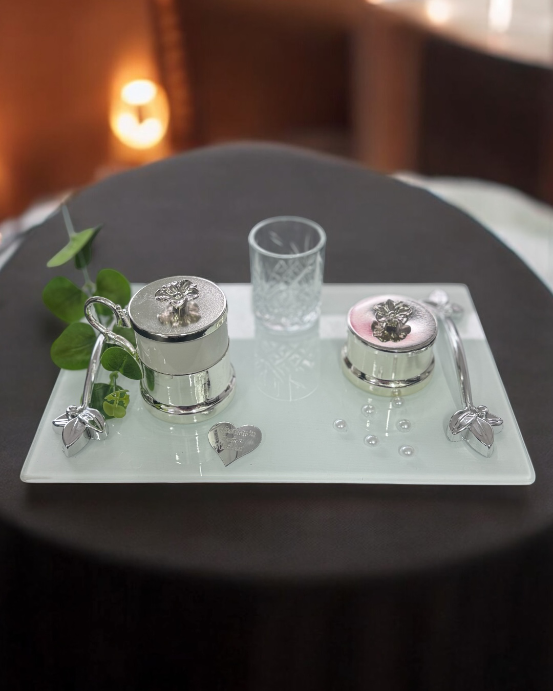 Adore Gümüş İncili Söz Kahve Tepsisi