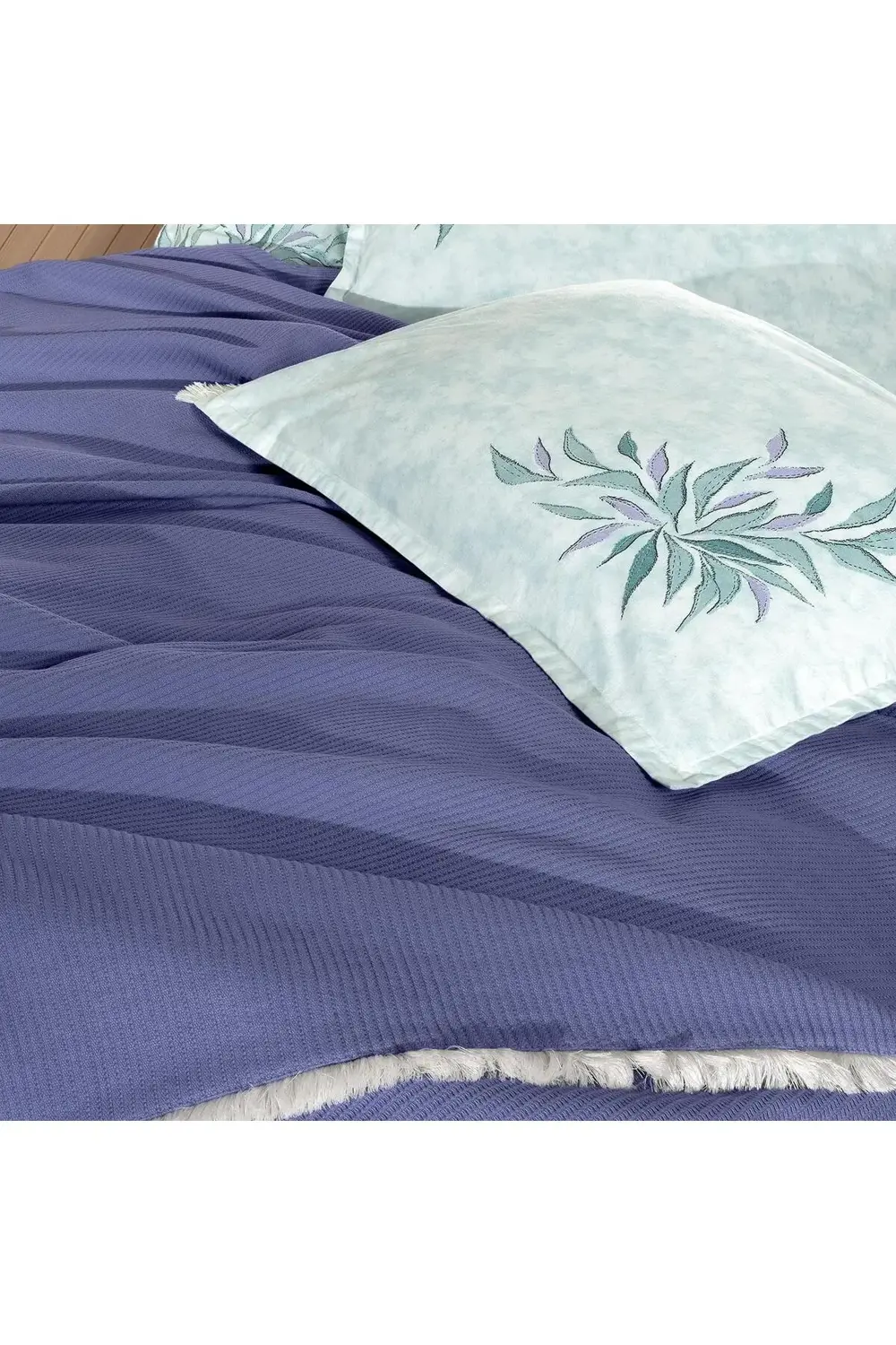 Sarev Adrian Mavi Tek Kişilik %100 Pamuk Pike Takımı