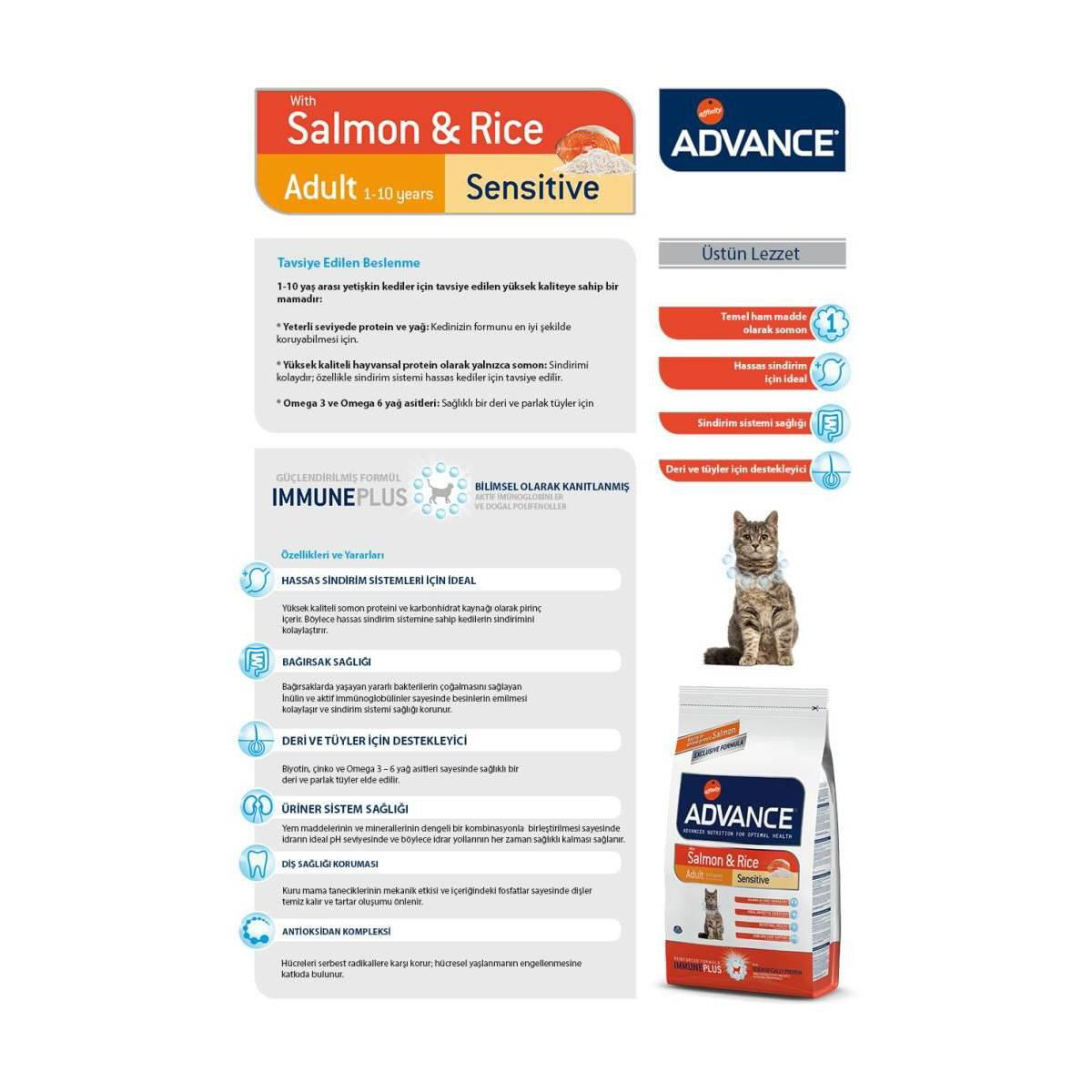 Advance Sensitive Somonlu Kedi Maması 3 Kg