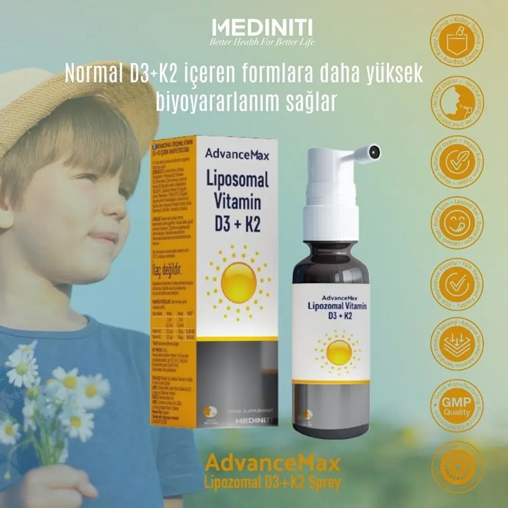 Advancemax Lipozomal D3+K2 Sprey 30 ml