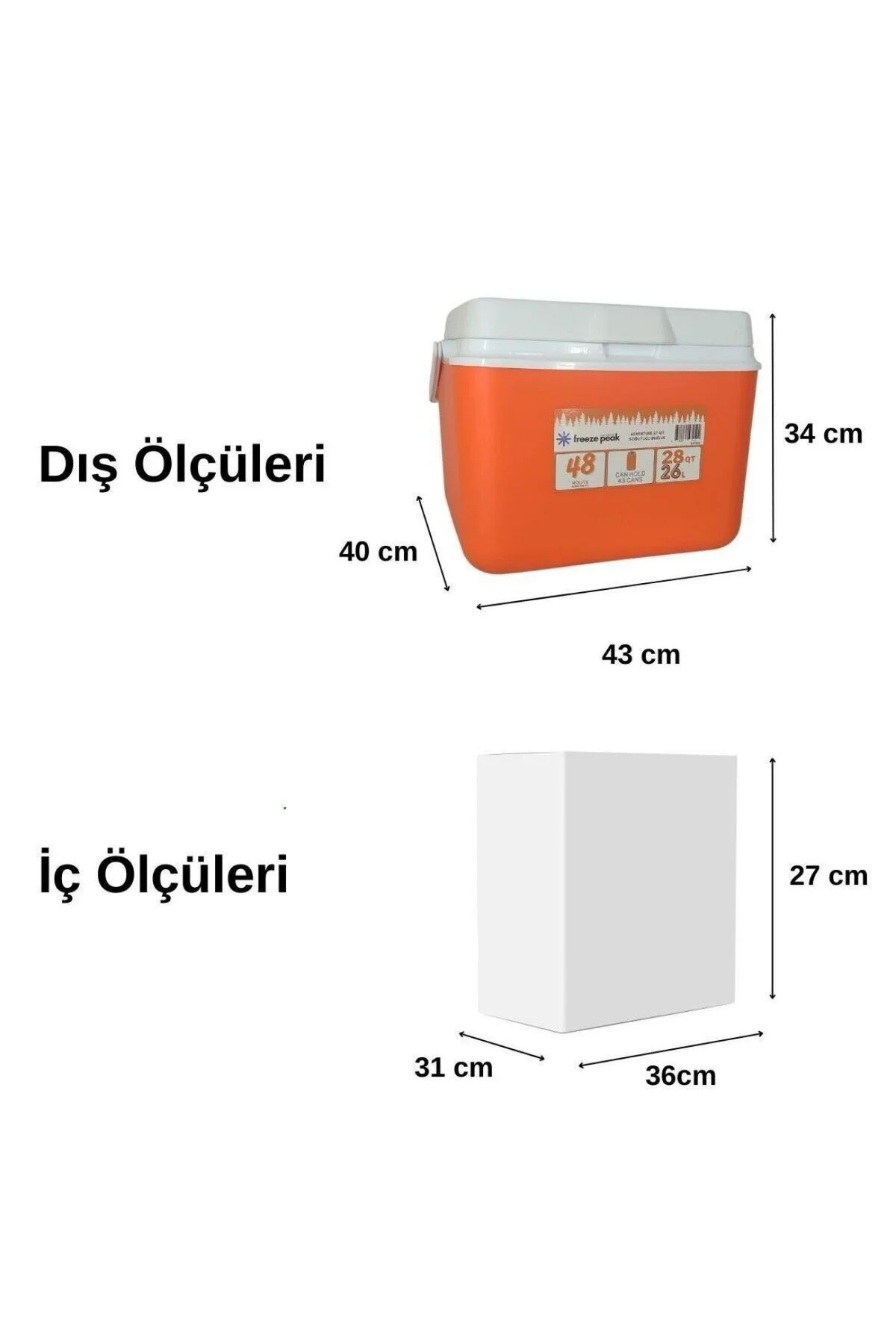 Adventure 28 QT Soğutucu Buzluk 26 Litre Turuncu