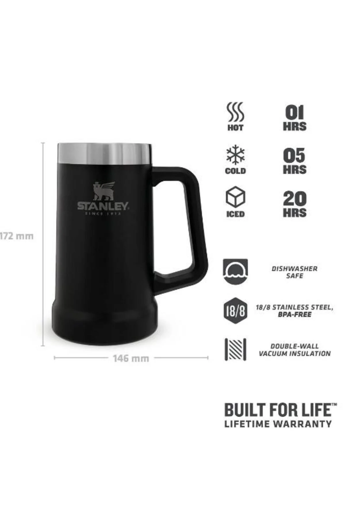 Adventure Big Grip Bira Bardağı | 0.70L Siyah