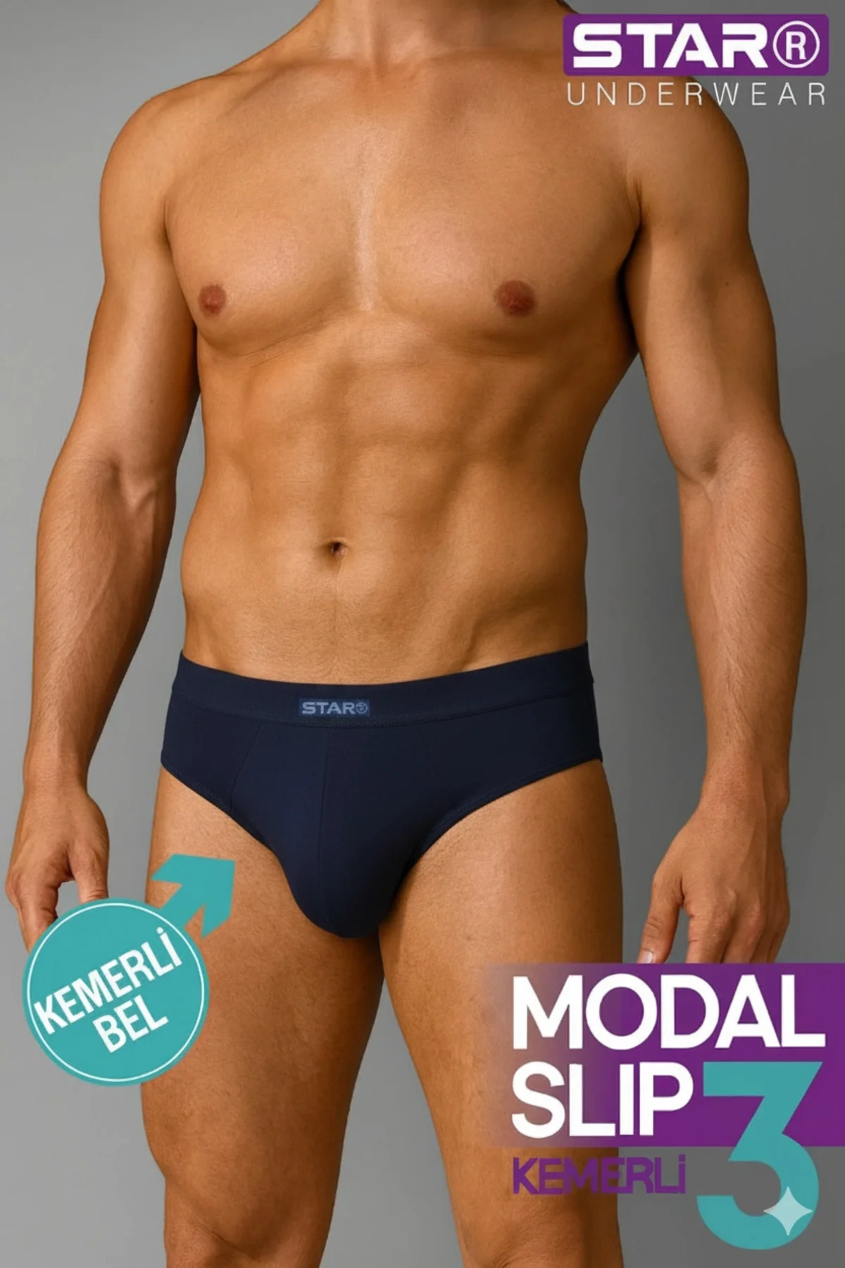 Aesco Star 109 Erkek 3'lü Modal Slip