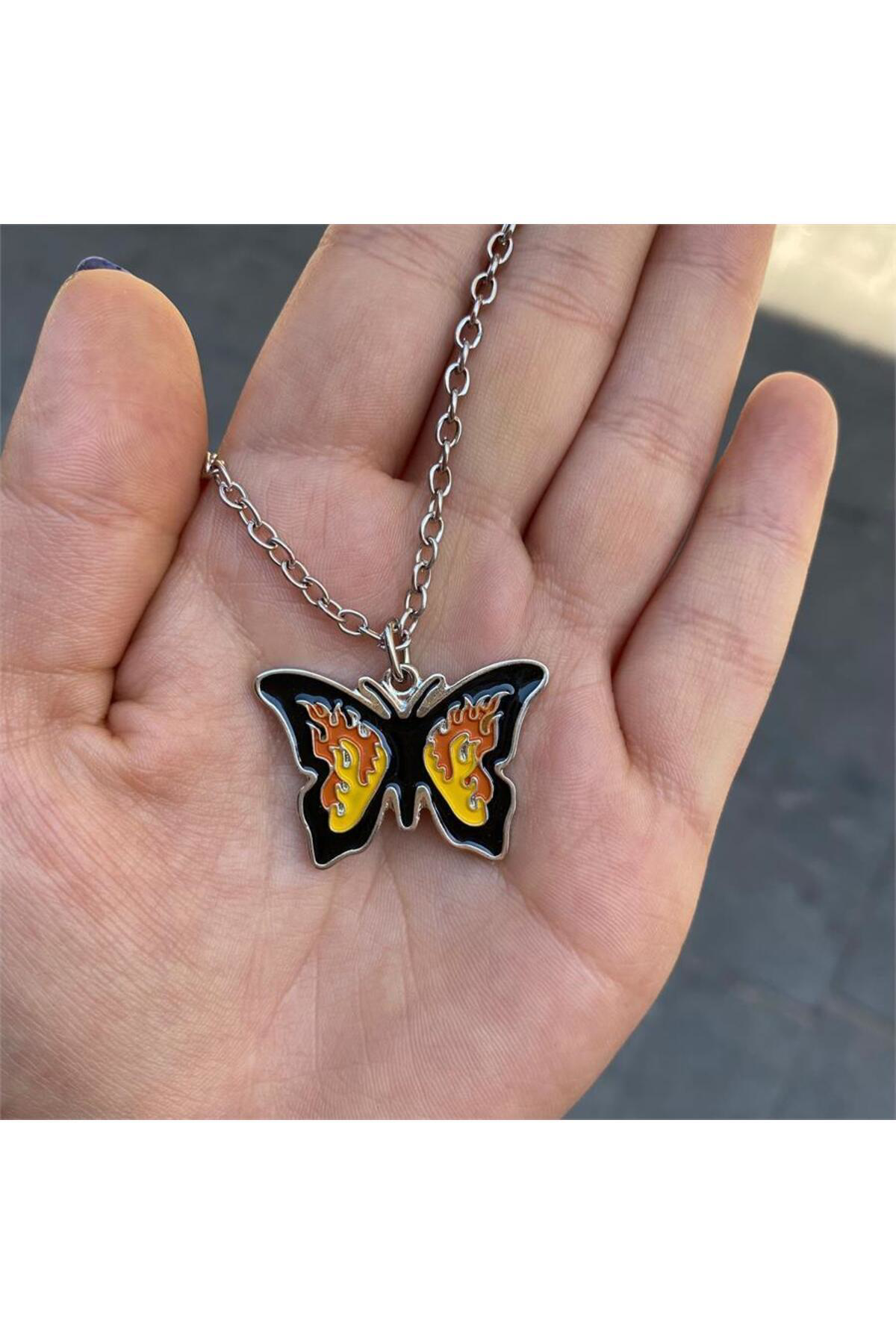 Aesthetic Yellow Butterfly Zincirli Kolye