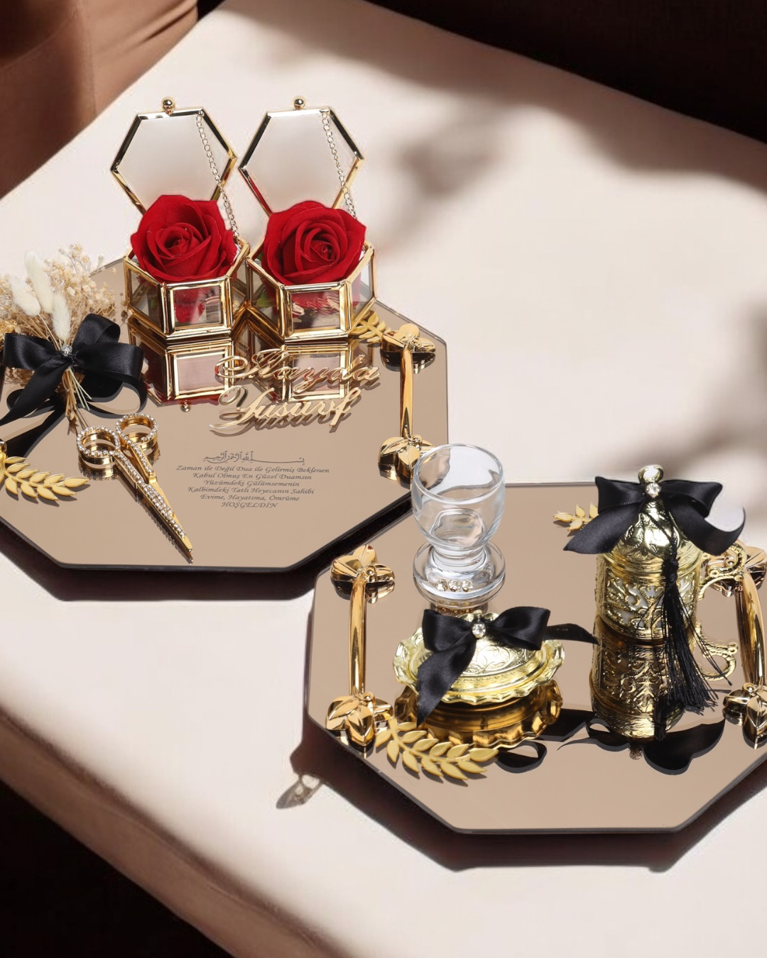 Cyzhome Affinity Sekizgen Gold Söz Nişan Tepsisi Ve Damat Kahve Fincan Te Cyzhome Affinity Sekizgen Gold Söz Nişan Tepsisi Ve Damat Kahve Fincan Te