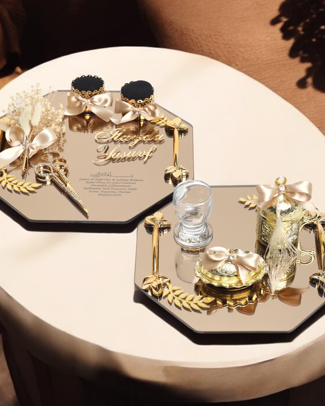 Cyzhome Affinity Sekizgen Gold Söz Nişan Tepsisi