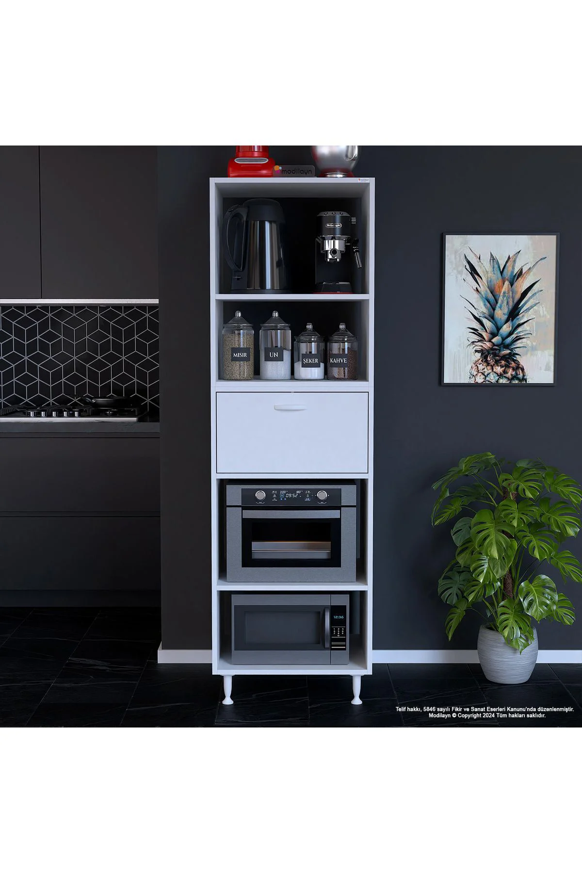 Afitap 1 Kapaklı Mini Fırın Mikrodalga Dolabı 59,6 x 194,6 x 56 c