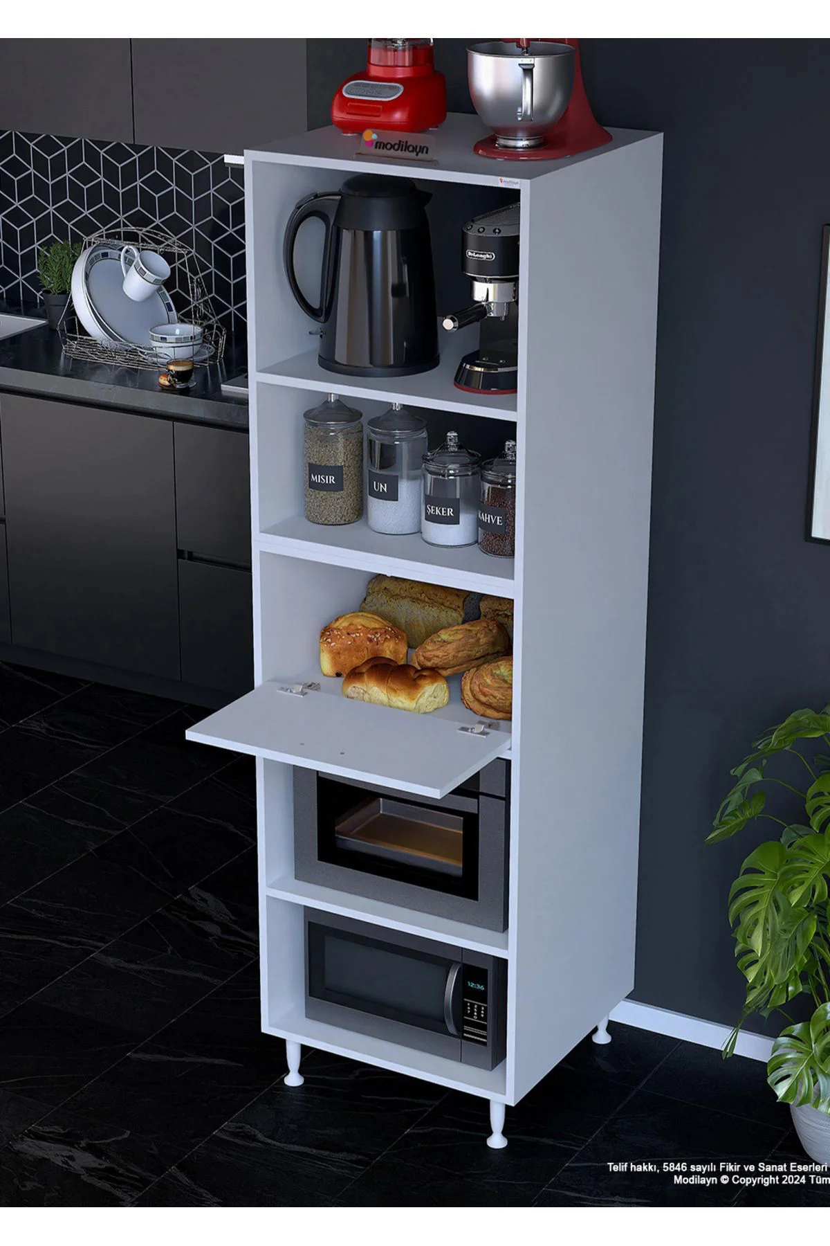 Afitap 1 Kapaklı Mini Fırın Mikrodalga Dolabı 59,6 x 194,6 x 56 c
