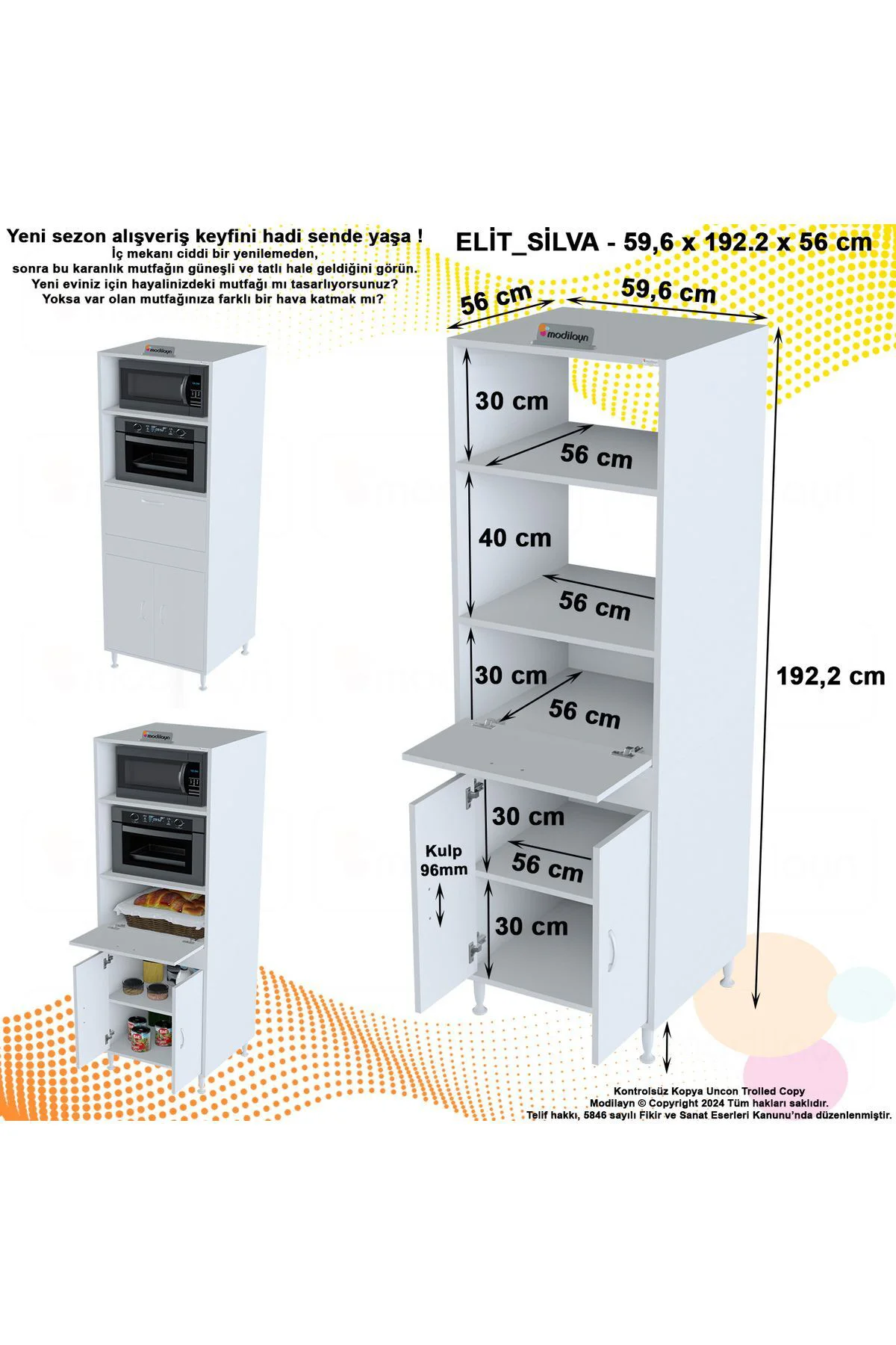 Afitap 2 Kapaklı 59,6 x 192,2 x 56 cm Mini Fırın Mikrodalga Dolab Afitap 2 Kapaklı 59,6 x 192,2 x 56 cm Mini Fırın Mikrodalga Dolab