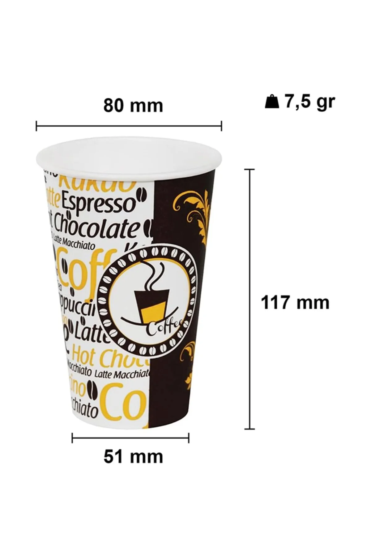 Afra Tedarik 12 Oz Tutamaçlı Karton Bardak Latte Kahve Kağıt Bard