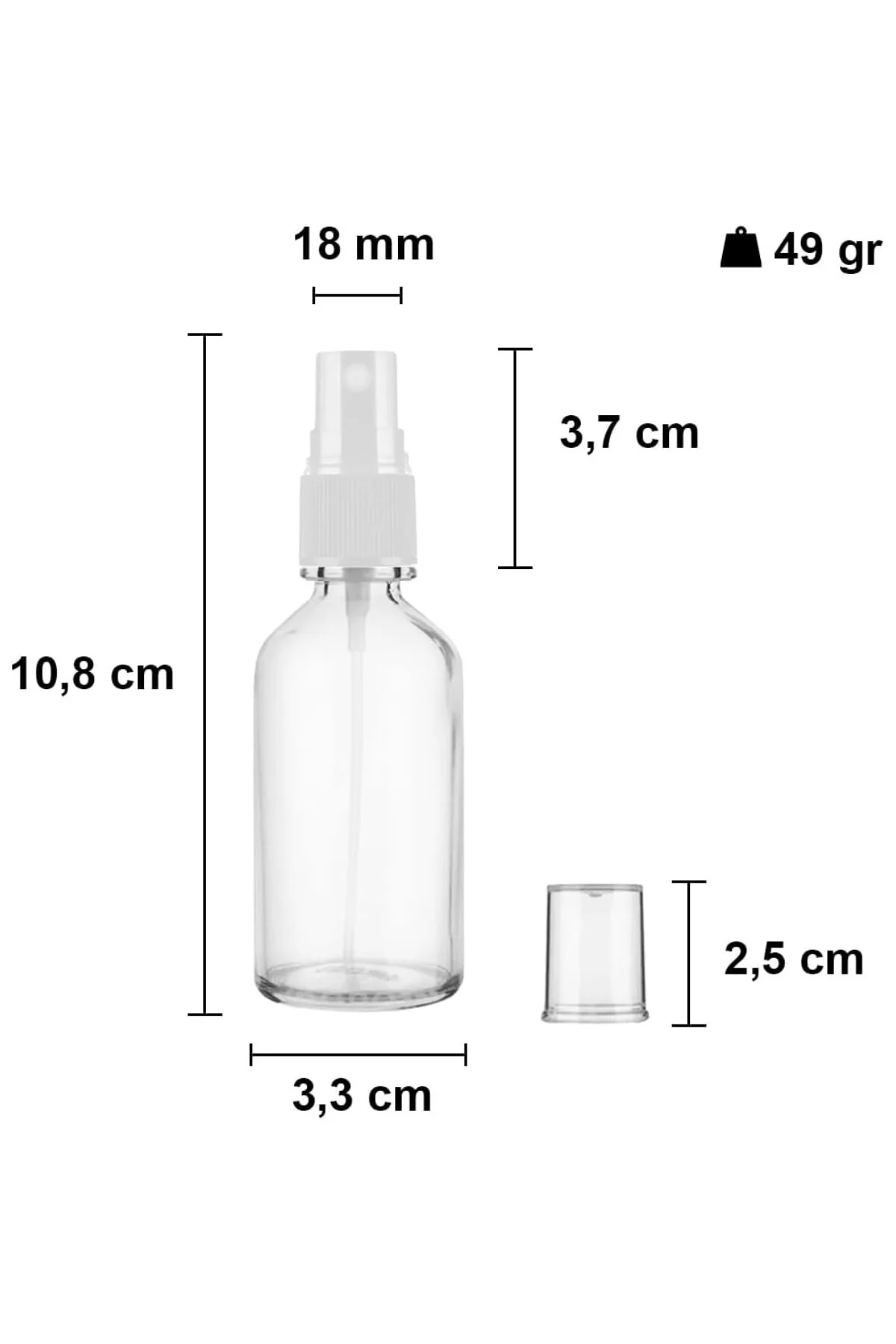 Afracam 30 ml Şeffaf Sprey Kapaklı Beyaz Fısfıs Kolonya Dezenfekt