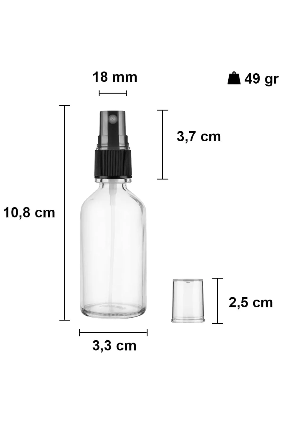 Afracam 30 ml Şeffaf Sprey Kapaklı Siyah Fısfıs Kolonya Dezenfekt