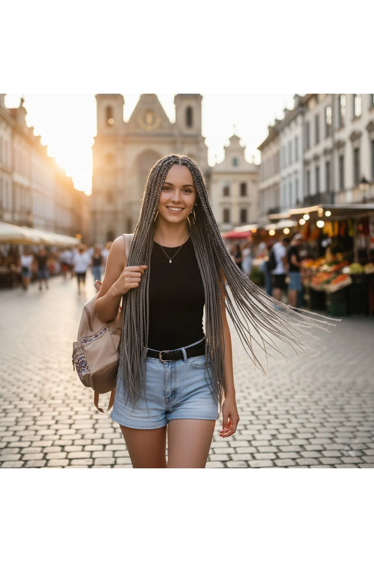 Afrika Örgüsü Ve Rasta İçin Sen / Koyu Gri