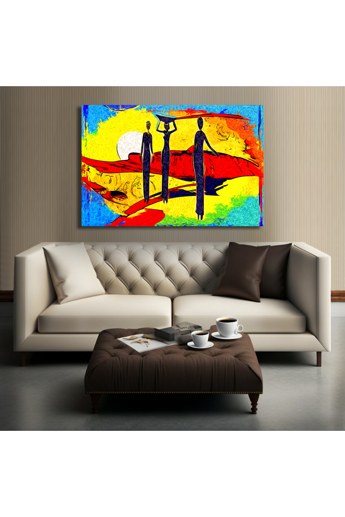 Korkmazkanvas Afrika Retro Vintage Tarzı. Kanvas Tablo