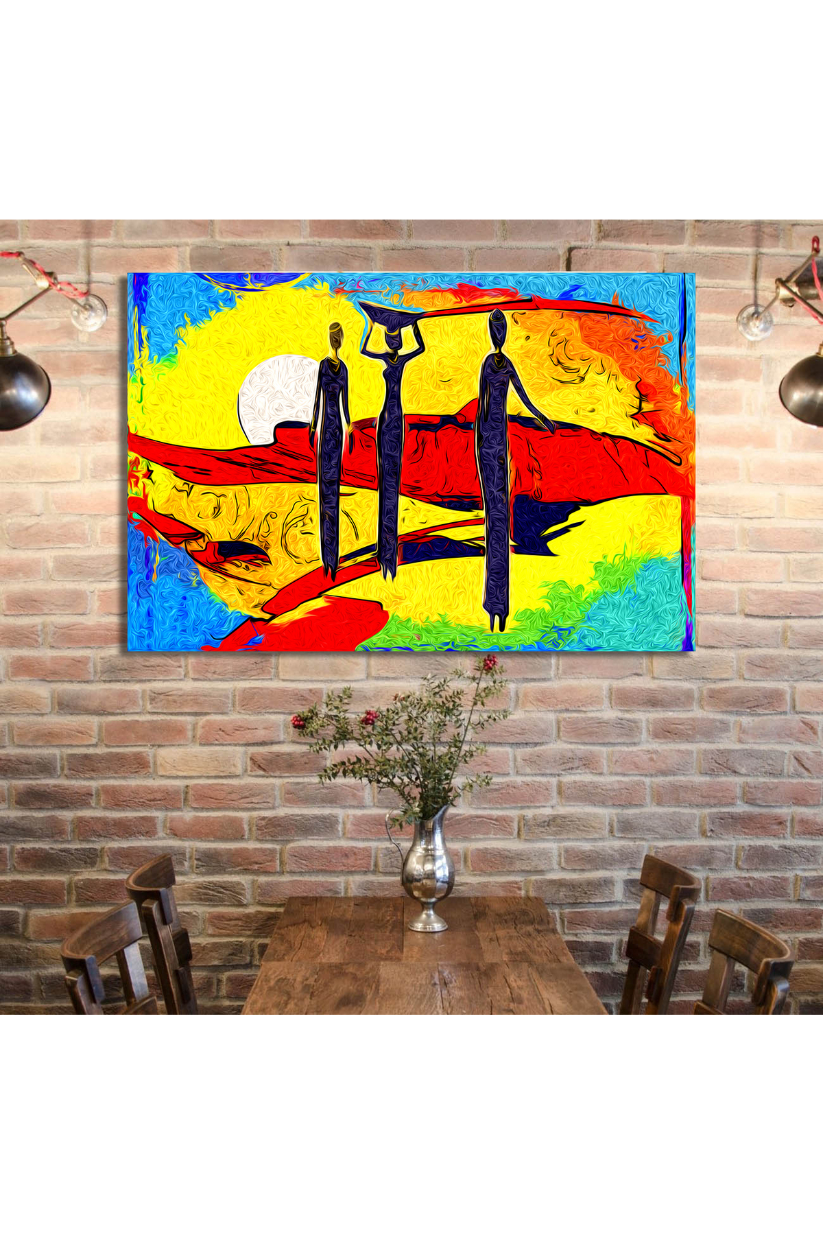 Korkmazkanvas Afrika Retro Vintage Tarzı. Kanvas Tablo