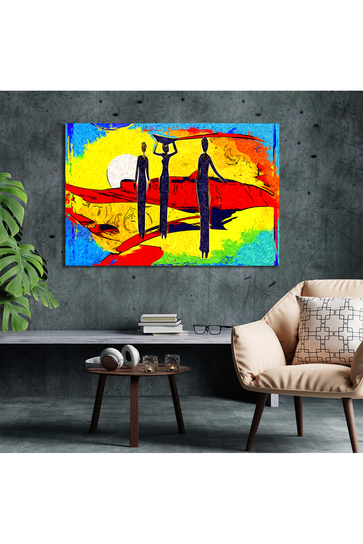 Korkmazkanvas Afrika Retro Vintage Tarzı. Kanvas Tablo