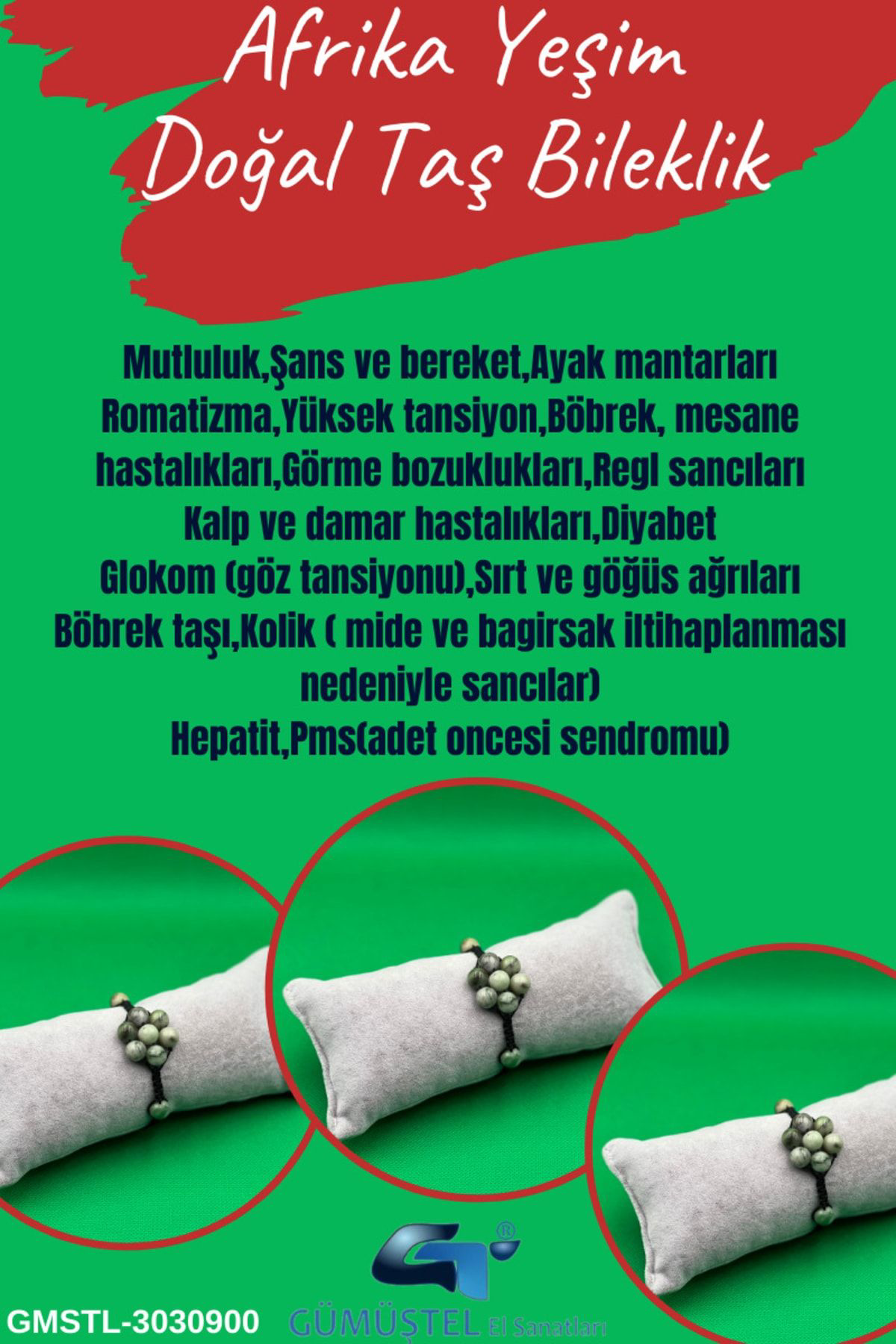 Afrika Yeşim Doğal Taş Bileklik Asansörlü Kilit Sistemi Aaa Kalit