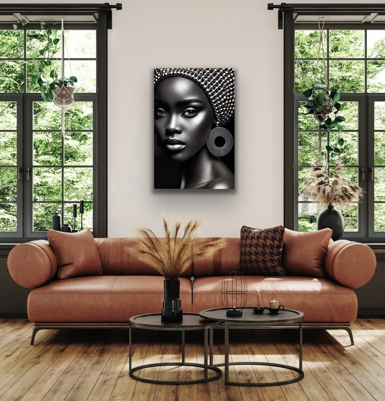 Afrikalı Siyahi Kadın Kanvas Tablo 70x100 - Çerçevesiz Duvar Sanatı