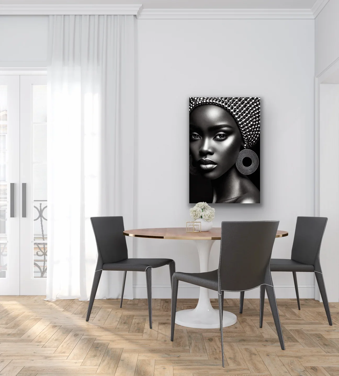 Afrikalı Siyahi Kadın Kanvas Tablo 70x100 - Çerçevesiz Duvar Sanatı